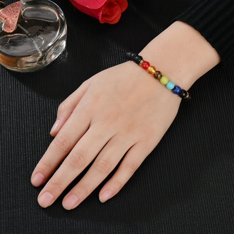 

2020 New Fashion Chakra Bracelet Men Women Natural Stone Black Lava Healing Balance Beads Reiki Buddha Prayer Yoga Bracelet