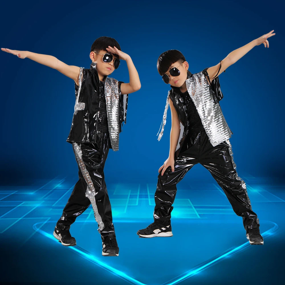Высокое качество Детские костюмы блестками джаз Детская Одежда для танцев