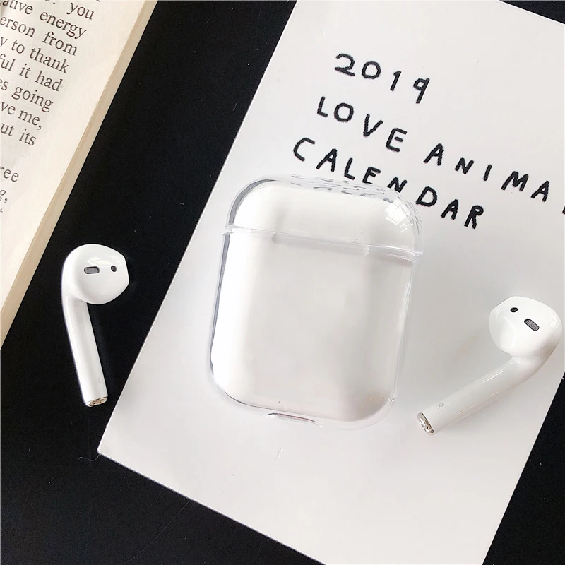 Прозрачный чехол для Apple AirPods 2 прозрачный наушников Air Pods 1 футляр зарядки жесткий