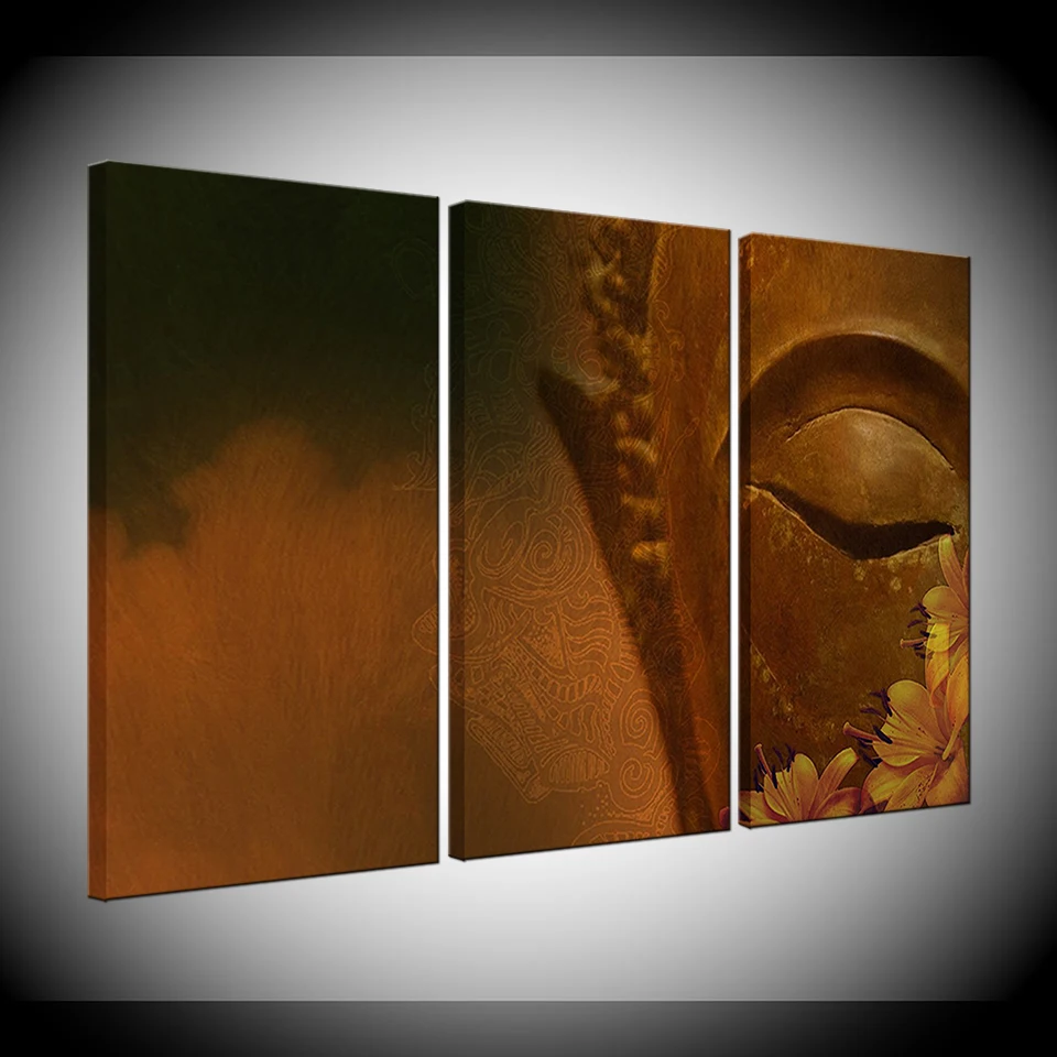 

3 Panels Buddha Statue Abstract Wall Art Picture Modern Home Decoration Canvas Print Painting Wall Pictures Framed Artwork