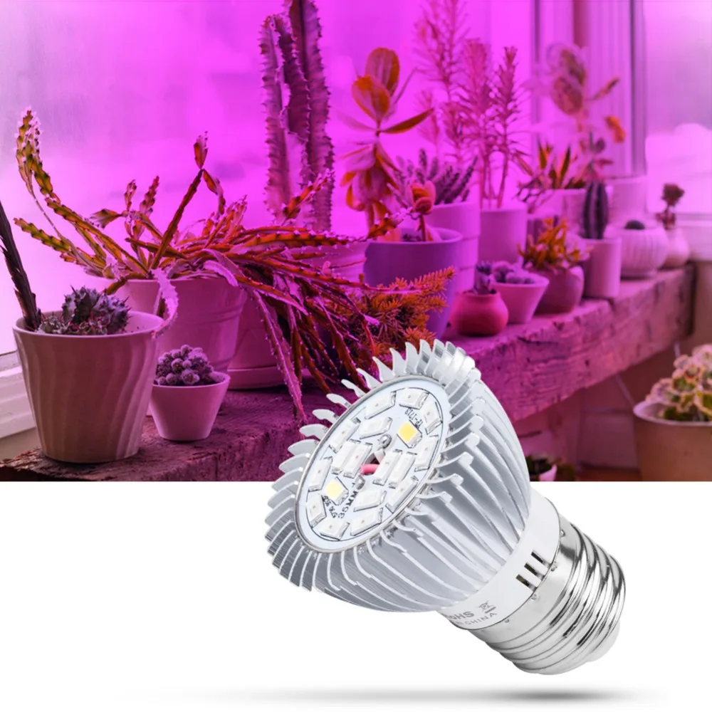 Фото AC 85 V 265 Светодиодный Grow подсветка для растений E27 полный спектр светодиодный AC 85 V 265 Светодиодный Grow подсветка для растений E27 полный спектр светодиодный