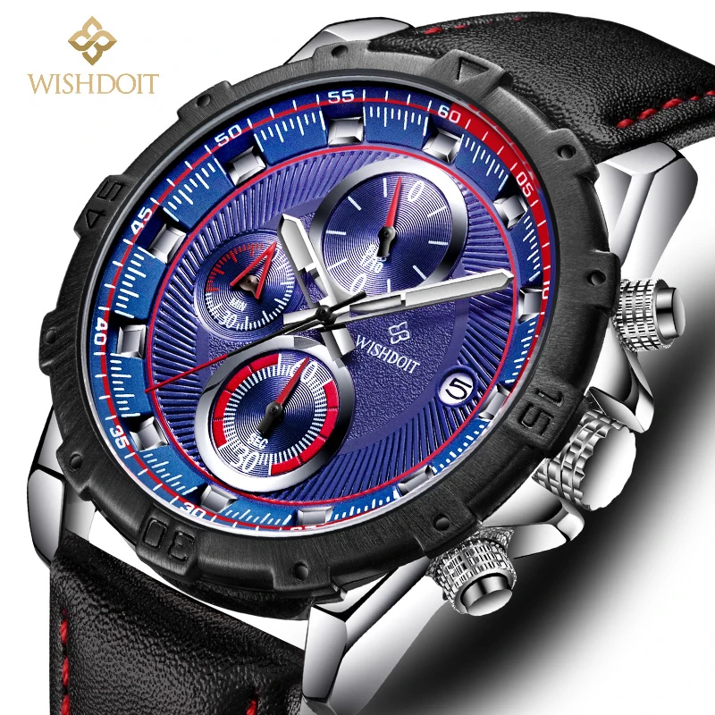 WISHDOIT Брендовые мужские часы Роскошные спортивные кварцевые из нержавеющей стали