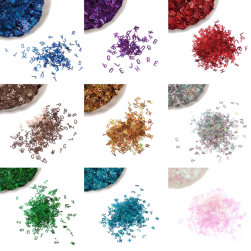 10g/Pack Apparel Sewing Sequin Material 5mm Ultrathin Letter Shape Laser Sequins Nail Glitter Art Clothing Decoration DIY Craft | Дом и сад