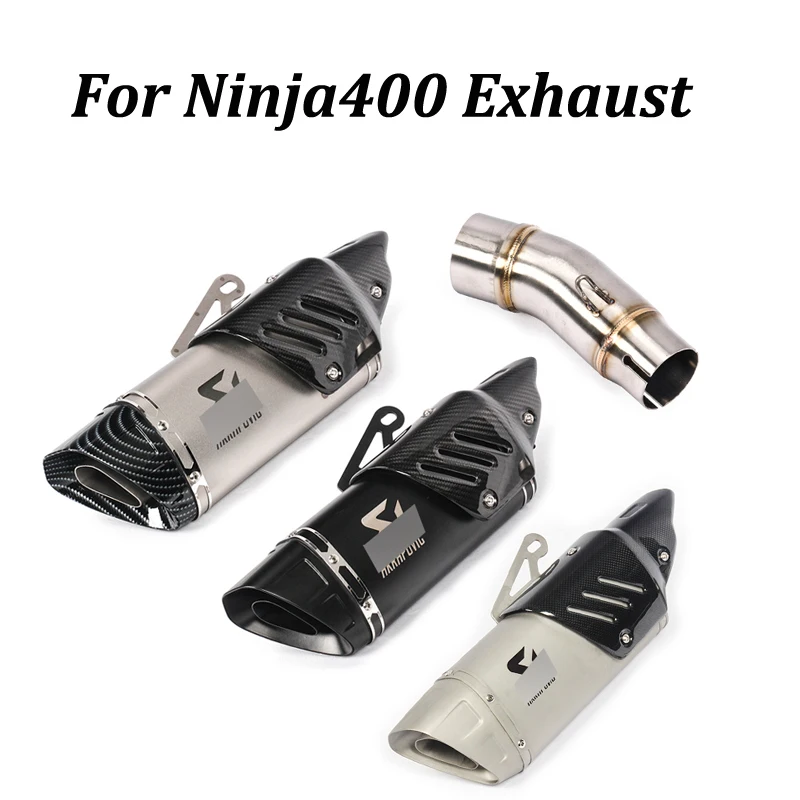 Slip on For Kawasaki Ninja400 Motorcycle Exhaust Muffler Modified With Brand Logo Carbon Fiber/stainless Steel Moto Escape | Автомобили и