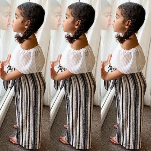 Комплект одежды из 2 предметов для маленьких девочек топ с открытыми плечами