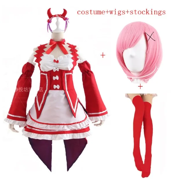 package 14 Ram/Rem Косплей Re: zero Hajimeru Isekai Seikatsu черный синий красный костюм горничной платье служанки - Цвет: package 14