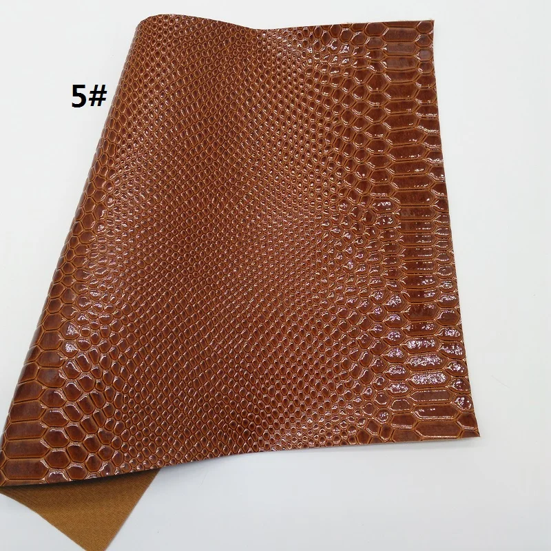 5 1PC 21X29CM Synthetic Letaher Faux Leather Sheets, Crocodile Grain PU Leather For Making Bows Accessories LEOsyntheticoDIY T109A - Color: 5
