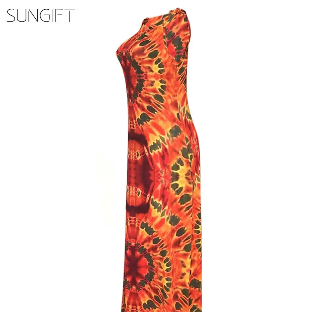Женское платье-пачка SUNGIFT разноцветное платье на плечо без рукавов с принтом в