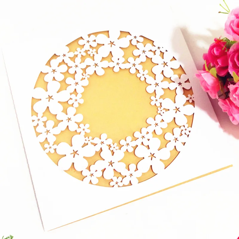 30 шт. лазерная резка цветов кружево дизайн свадебные приглашения открытки с