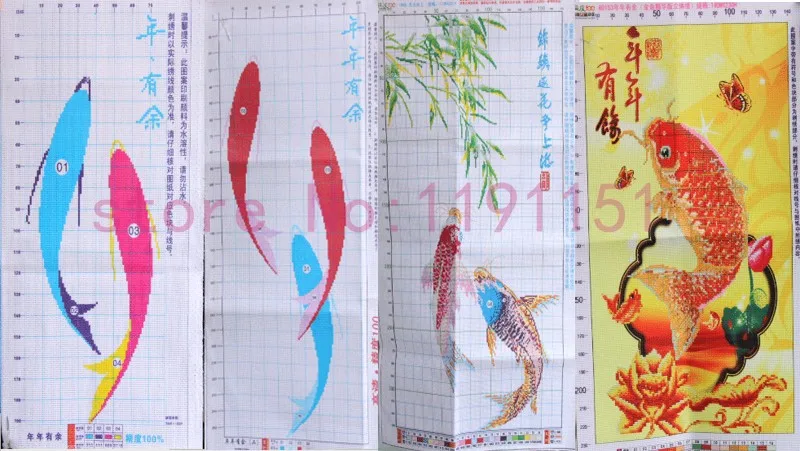 QIANZEHUI, Рукоделие, сделай сам, 3d Вышивка крестом, для гостиной, серия две рыбки, наборы для вышивания, наборы для вышивания, украшение дома