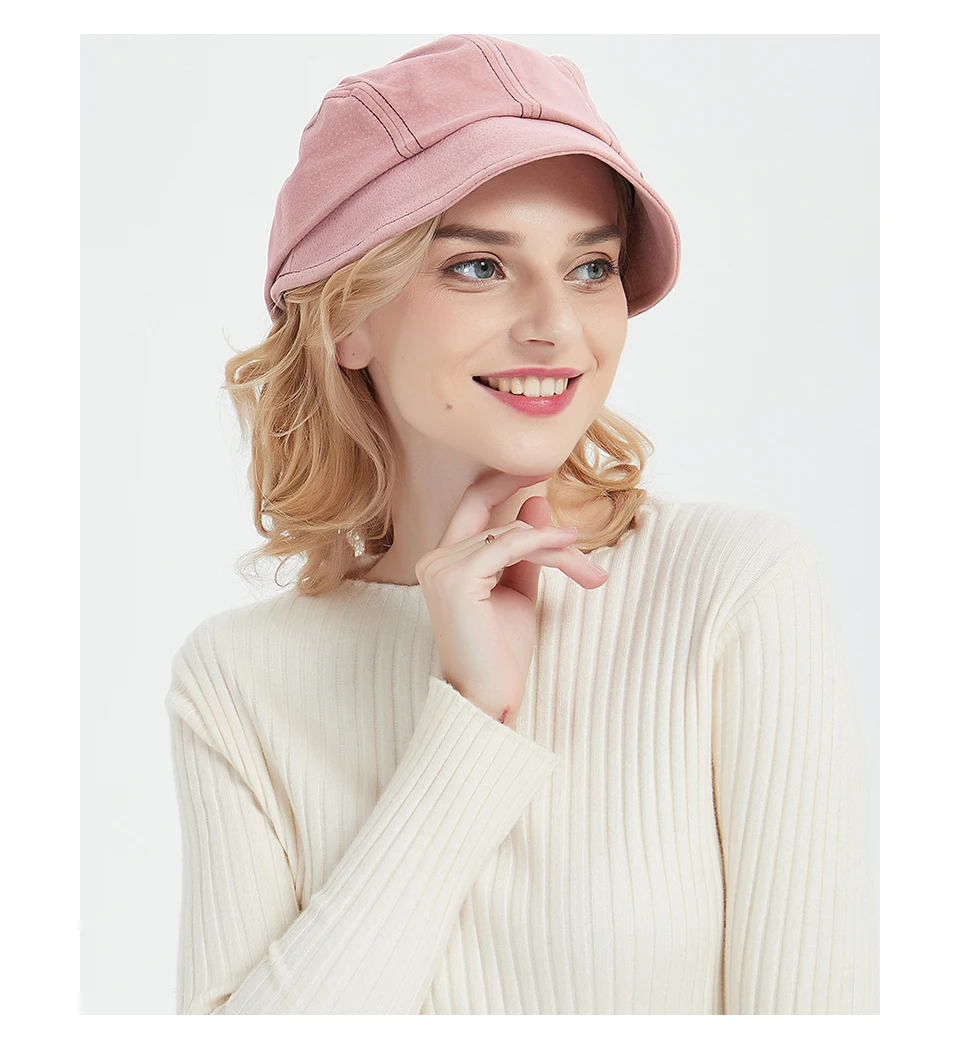 Beret round face winter octagonal hat female holiday vacation wild pink hat female hat sunshade face cap
