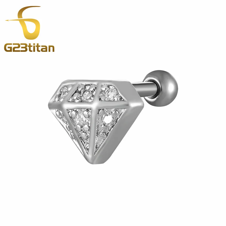 Ear Tragus G23titan титановый, серебряного цвета кристалл серьги шпильки ухо траг спирали пирсинг кольца промышленные штанга бижутерия для тела серьги - Окраска металла: Ear Tragus