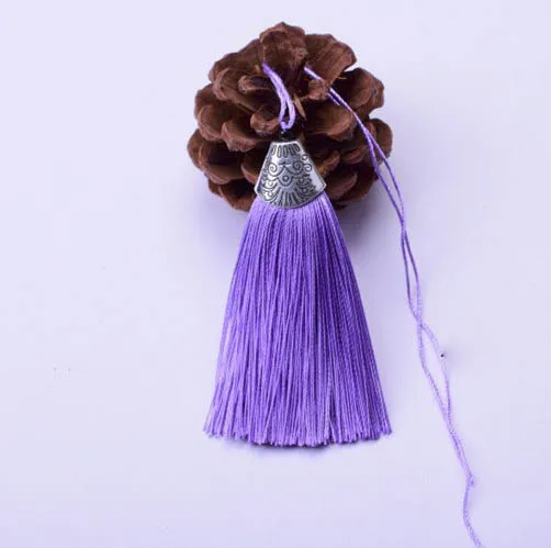 Purple 10 шт./лот 8 см шелковые кисточки с серебряными колпачками декоративные кисточки Подвески DIY серьги Шарм для изготовления ювелирных изделий Висячие аксессуары - Цвет: Purple