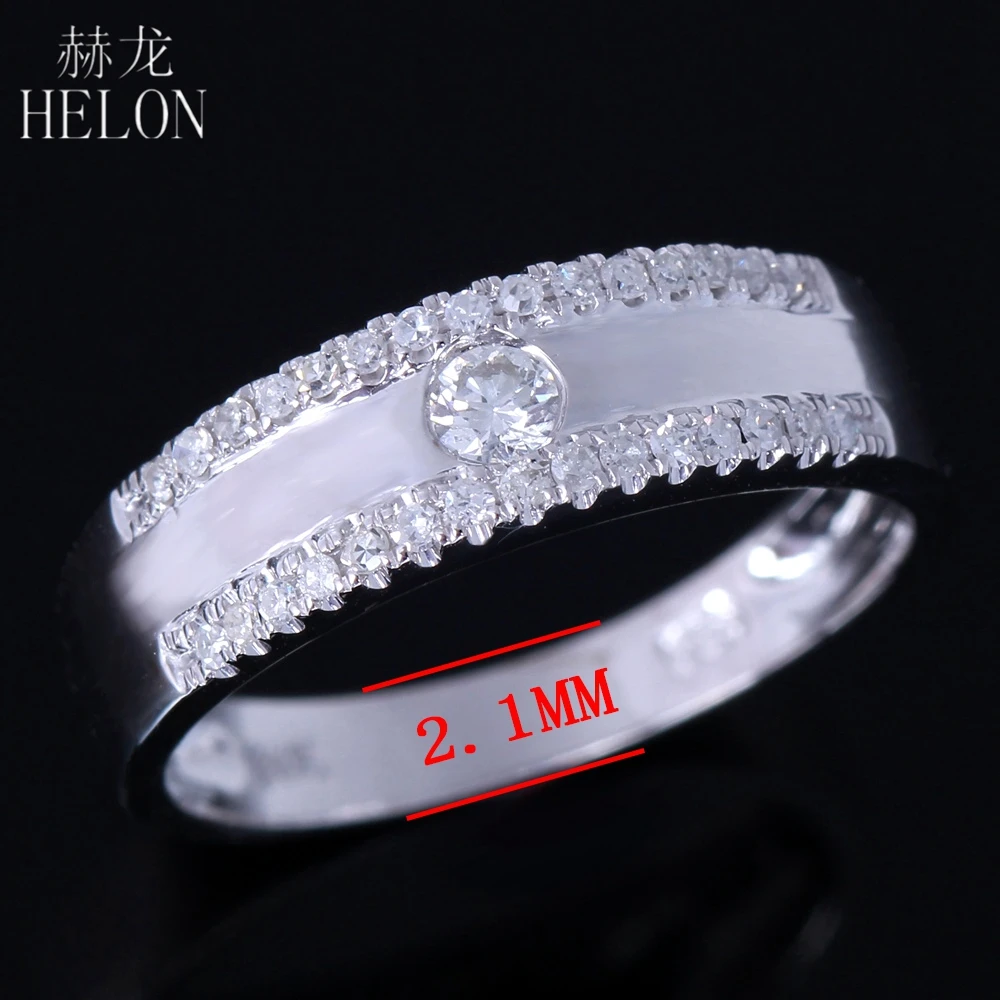 HELON Solid 14 K белое золото 0.25ct натуральный алмазный обруч для свадьбы юбилей женские модные ювелирные изделия кольцо