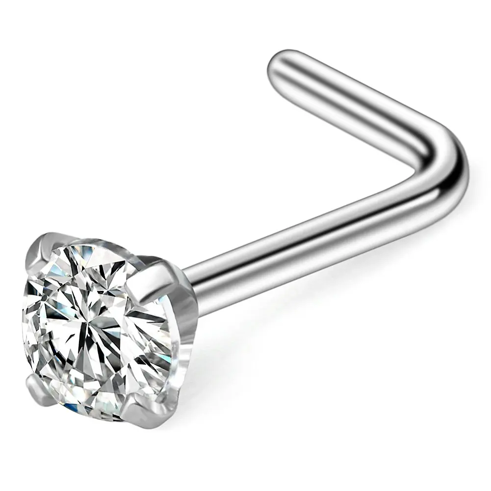 JFORYOU 20G хирургическая сталь смешанные цвета CZ кольца для носа шпильки L-образные