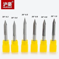 huhao 5pcslot shank 6mm 2 flutes engraving bits deep cutter cnc carving v type bits carving machine tools 50mm end mill
