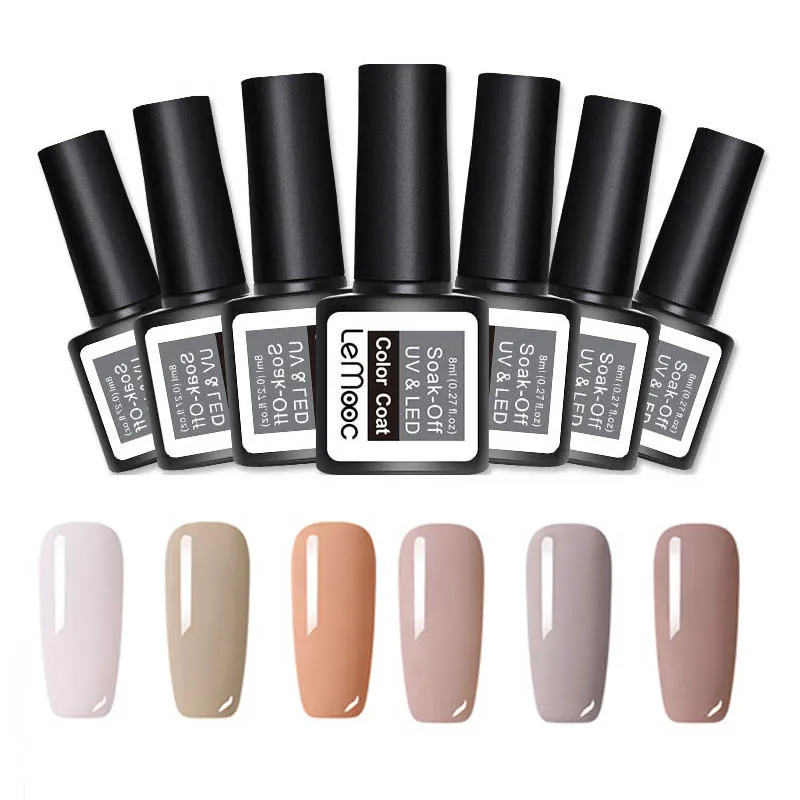 Set 8 LEMOOC 6 шт./компл. 8 мл однородного цвета для ногтей гель блеск польский UV Soak Off стойкий гель для ногтей UV гель Лаки лаковое гелевое покрытие для ногтей - Цвет: Set 8