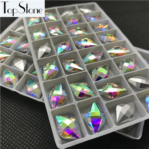 crystal AB TopStone 125 шт. 12 x мм 19 мм стекло кристалл лимон ромб Необычные Камень острым сзади со стразами multi Цвета ювелирных изделий - Цвет: crystal AB