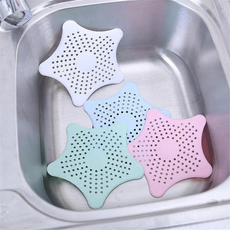 WSOMIGO Starfish Sucker Sink Vegetable Filter Silicone Anti-blocking Suckers Kitchen Accessories Leave Gadgets-S |