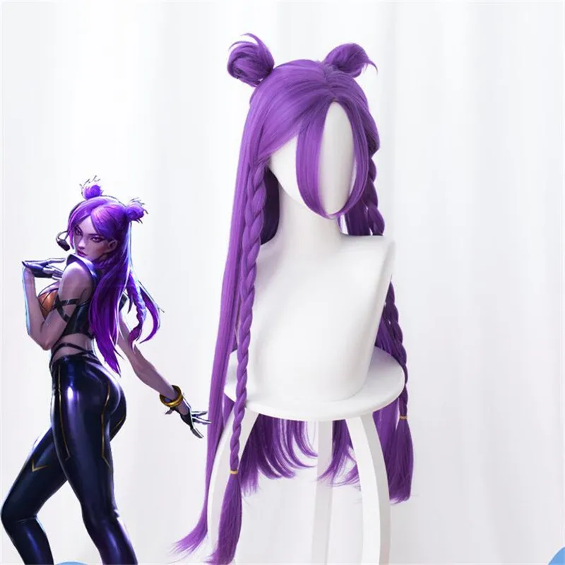 

Game KDA K/DA Kaisa Cosplay Wigs Daughter of the Void Kaisa Wig 80cm Long Purple Synthetic Hair Perucas Cosplay Wig