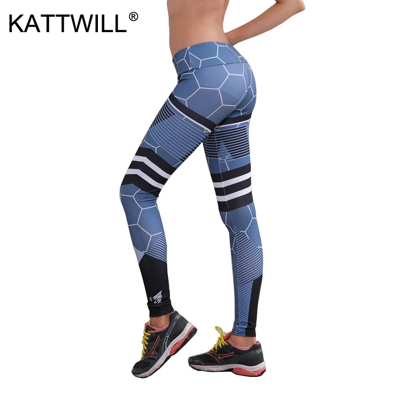 KATTWILL 2018 распродажа Женские леггинсы Высокие эластичные с принтом женские фитнес