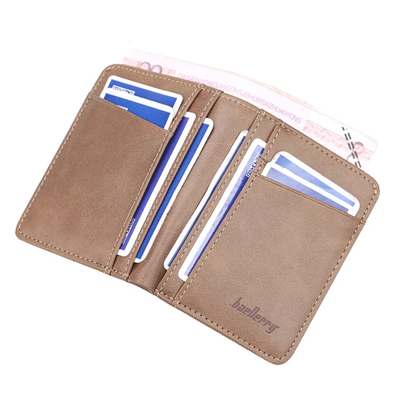 Vintage Pu Leather Slim Men's Wallets Solid Business Card Holders 2 ID Windows Bifold Short Money Bags Luxury Design Purses Male | Багаж и