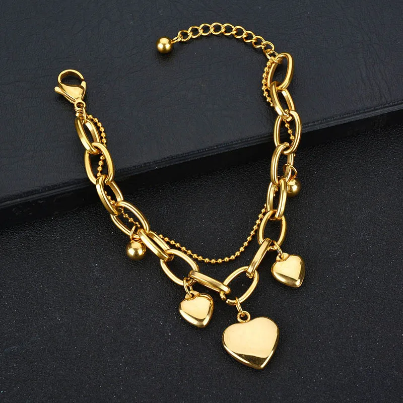 Трендовые многослойные цепочки в форме сердца золотые запонки из нержавеющей