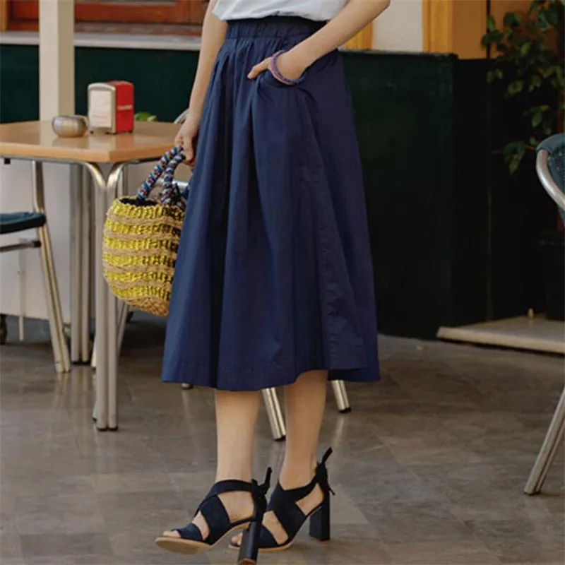 Женские летние плиссированные юбки из хлопка и льна винтажные элегантные