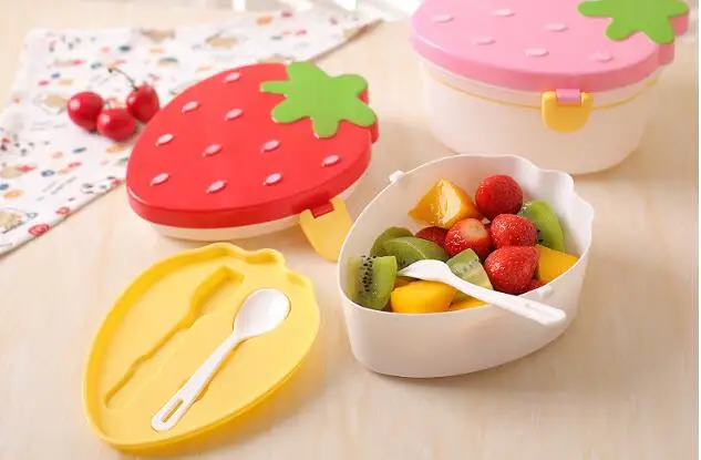 1 шт. двухслойный милый дизайн Клубничная форма коробки для ланча пищевой