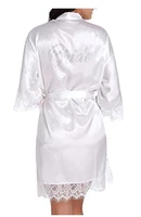 satin faux silk wedding bride bridesmaid robeswhite bridal dressing gown kimono bathrobesbridebride maid graphic on back