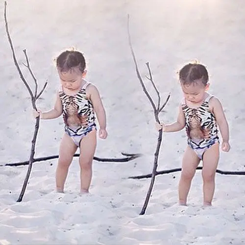 Детский слитный купальник с тигром для девочек комплект бикини купальники