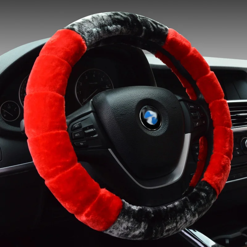 Фото High Density Wool Winter Steering Wheel Covers Soft Plush Automobile Car Steering Wheel Cover for 35 36 37 38 39 40 diameter №4