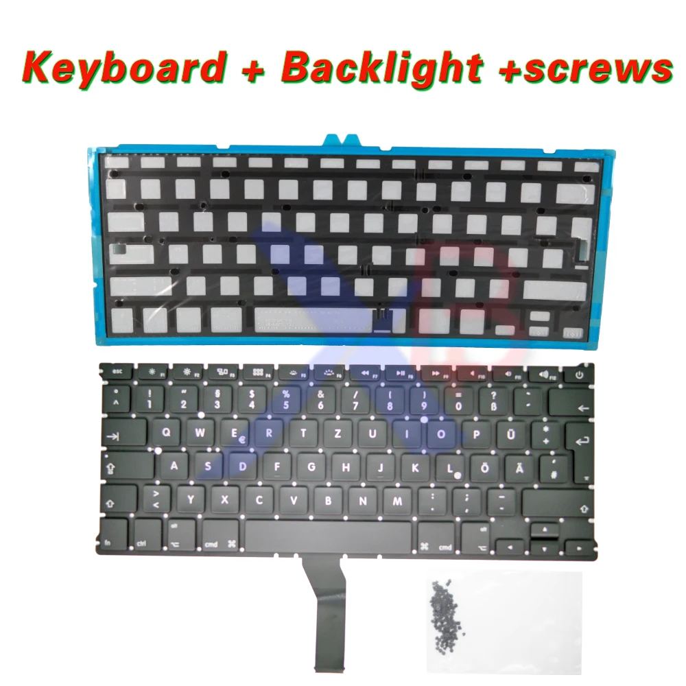 Немецкая клавиатура Deutsch QWERTZ tastaur/подсветка + винты для MacBook Air 13 3 &quotA1369 A1466 2010-2017