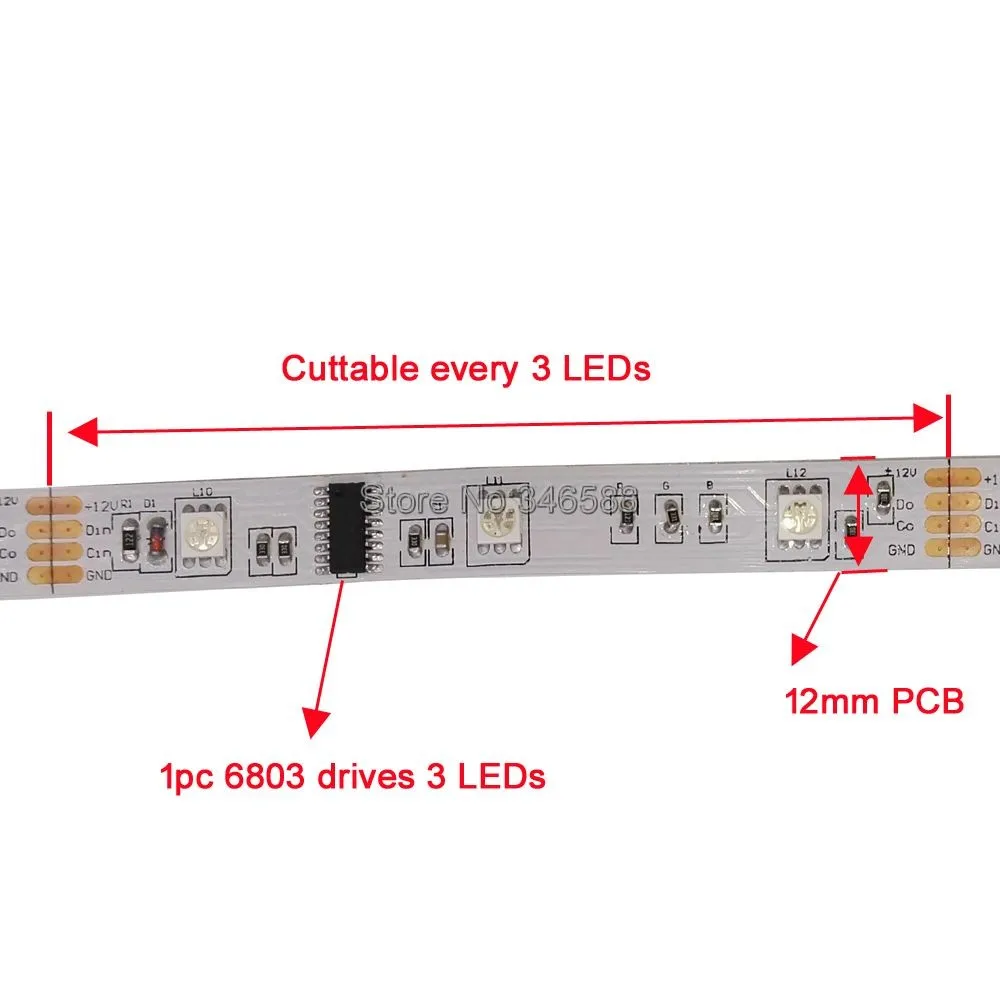 IP20 неводостойкая 5 м 12 В 6803 IC Dream color RGB светодиодная лента 5050 SMD 30 светодиодный/м чеканка волшебный цвет+ 133 программа RF контроллер