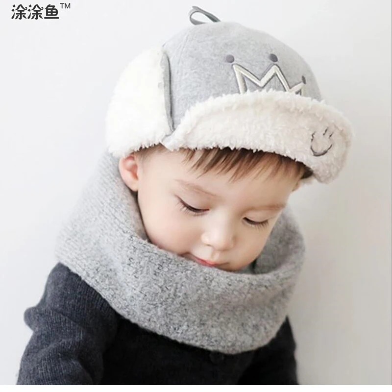 Детская теплая шапка с короной и бархатные детские зимние шапки толстые бомбер