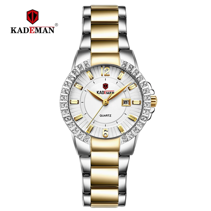 826-S-W-SG KADEMAN женские Роскошные наручные часы ЖЕНСКИЕ НАРЯДНЫЕ часы браслет Кристалл Мода 3TAM полный стальной Топ бренд женские наручные часы 826 - Цвет: 826-S-W-SG