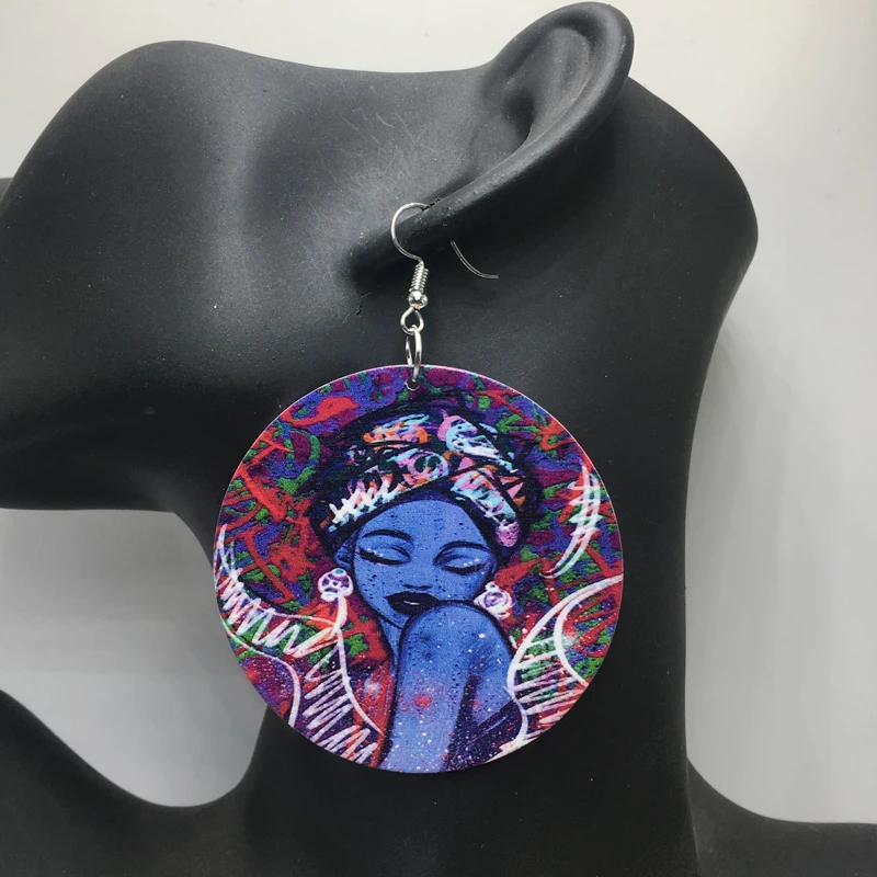 5 пар/лот с принтом тюрбан в африканском стиле деревянные серьги|Серьги-подвески|