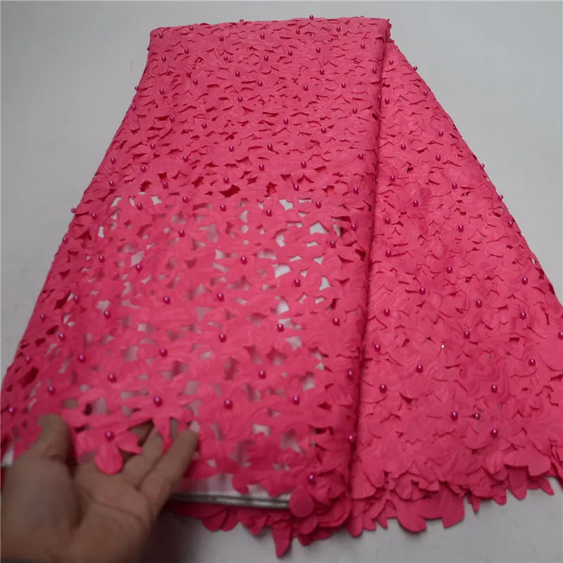 

2019 High quality laser cut African French Lace Net Tulle Fabric With bead Lace For Wedding for women -J5