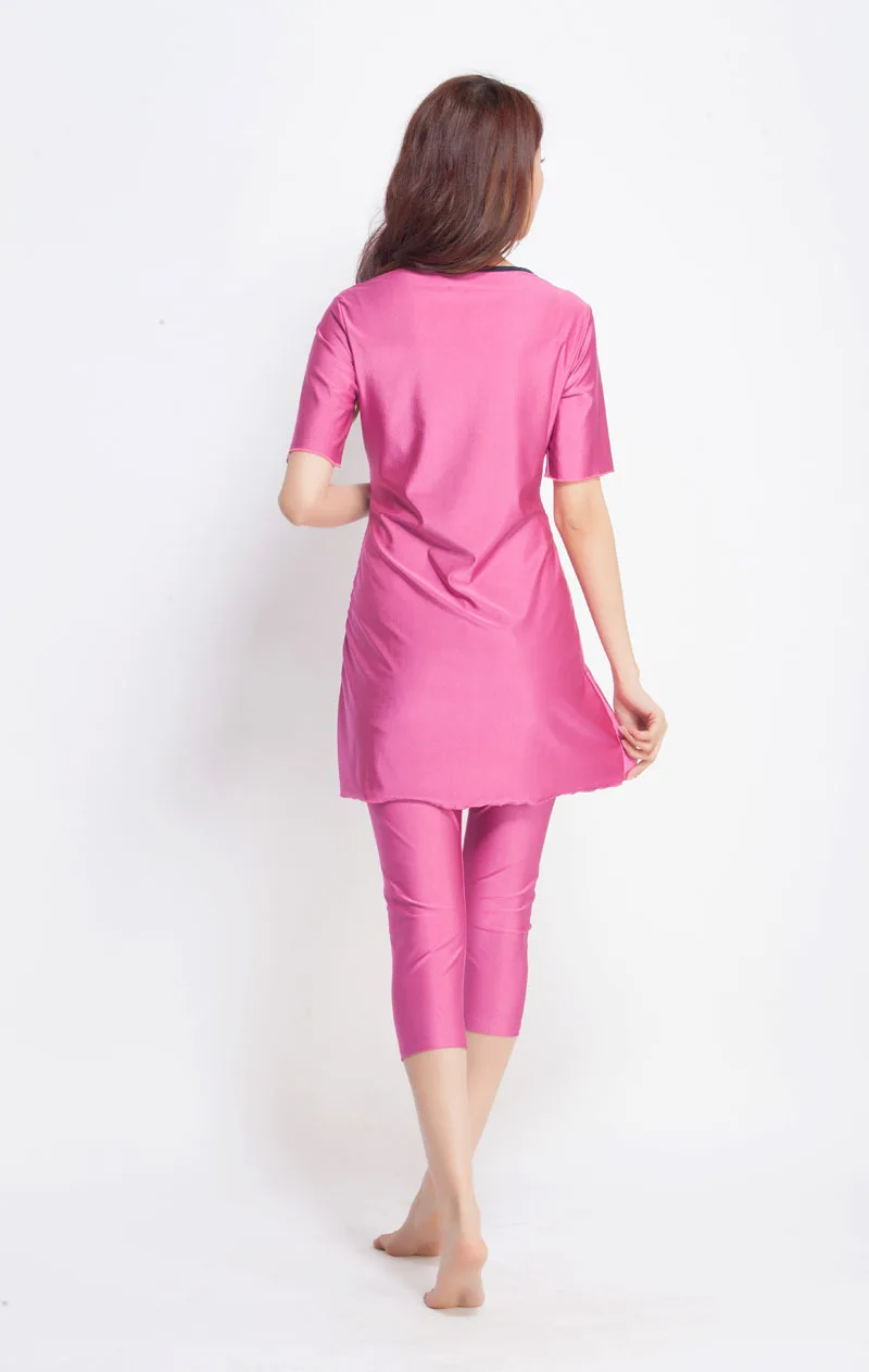 3 вида цветов женский Мусульманский купальник с коротким рукавом Топы + штаны