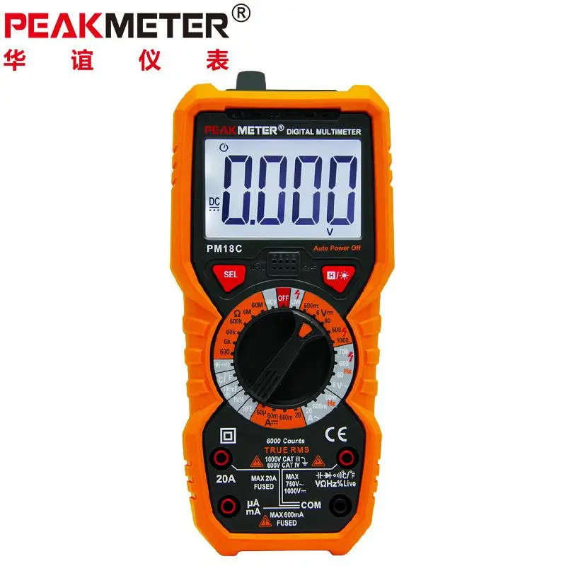 PEAKMETER PM18C Цифровой мультиметр 6000 Граф AC DC Вольт Ампер метр ом резистора
