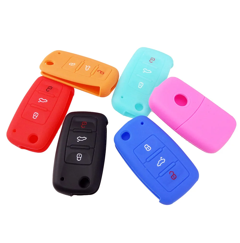 Силиконовый ключ с откидной крышкой подходит для Vw Golf Polo Passat Skoda Octavia Seat Ibiza Altea Toledo