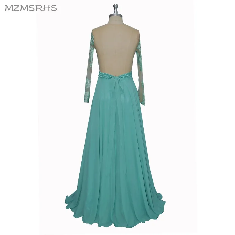 Unique Designer Lace Prom Dresses Sheer Neck Illusion Long Sleeves Floor Length Evening Party Formal Gowns Robe De Soiree | Свадьбы и