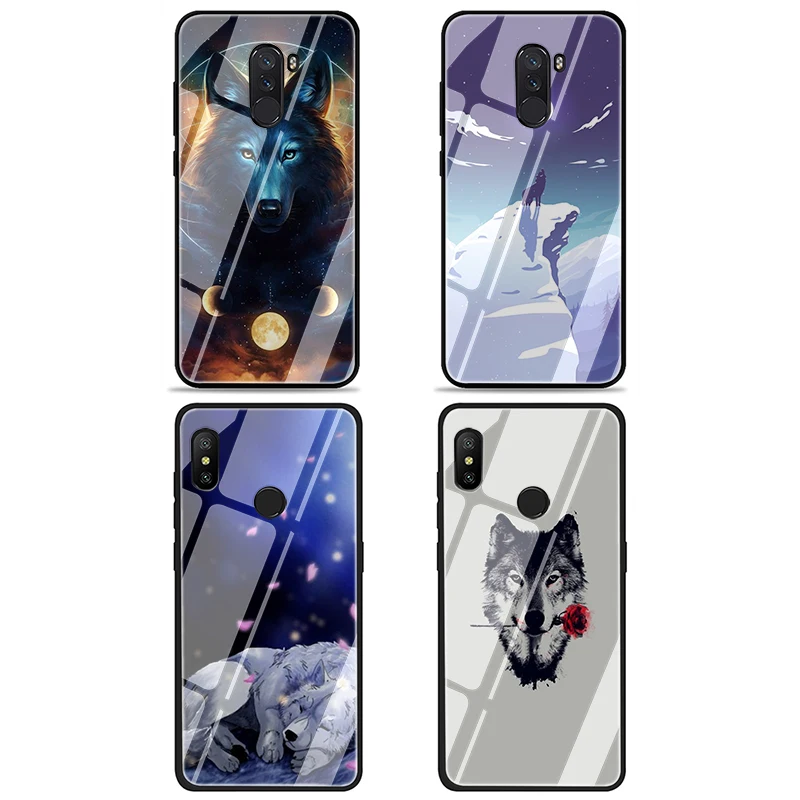 Wolf Tempered Glass Phone case for Xiaomi 5X 6X 8 Lite 9 A1 A2 F1 Redmi 4X 6A Note 5 6 7 Pro | Мобильные телефоны и