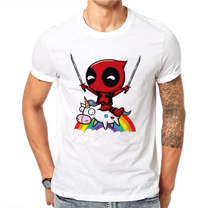 Дедпул от Marvel футболка мужские летние футболки с короткими рукавами Kawaii крутые