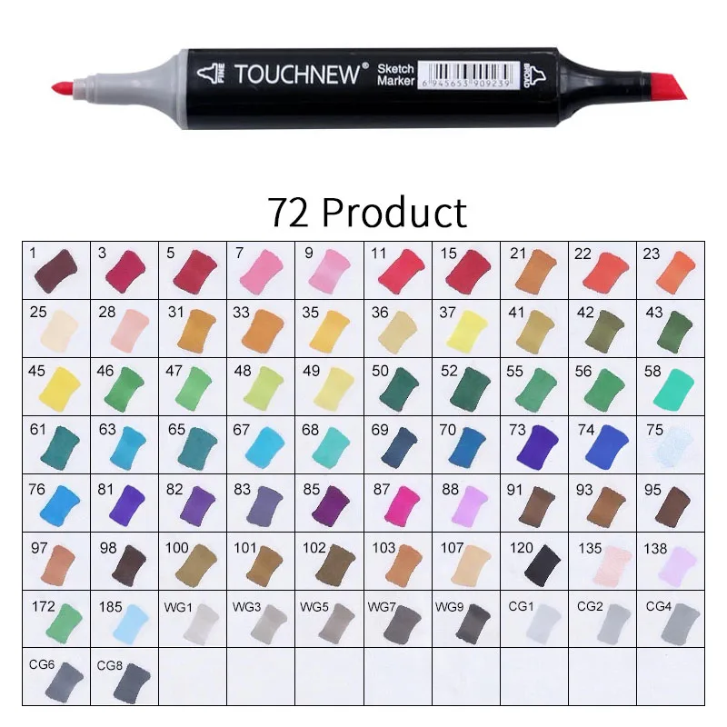 black 72 Product Touchnew Набор цветных копировальных маркеров спиртовые ручки, маркеры для рисования товары для рукоделия кисть манга для рисования акриловый дизайнерский набор ручек для студентов - Цвет: black 72 Product