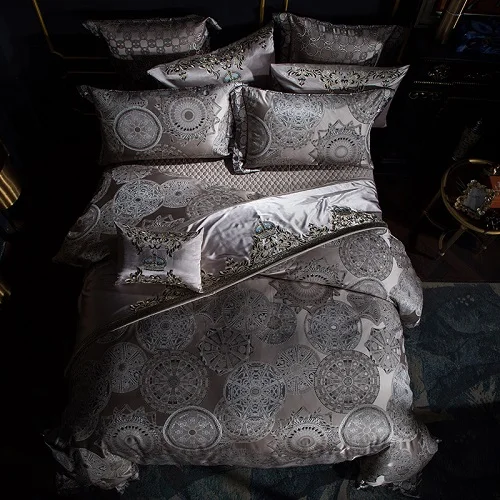 2 Роскошный комплект постельного белья queen King size Золотой Серебряный сатиновый хлопковый комплект постельного белья Doona пододеяльник простыня комплект juego de cama linge de lit - Цвет: 2