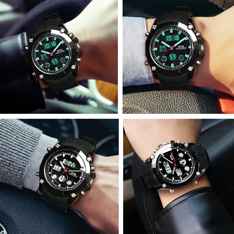 Лучший бренд класса люкс OTS спортивные часы Авто Дата День светодио дный