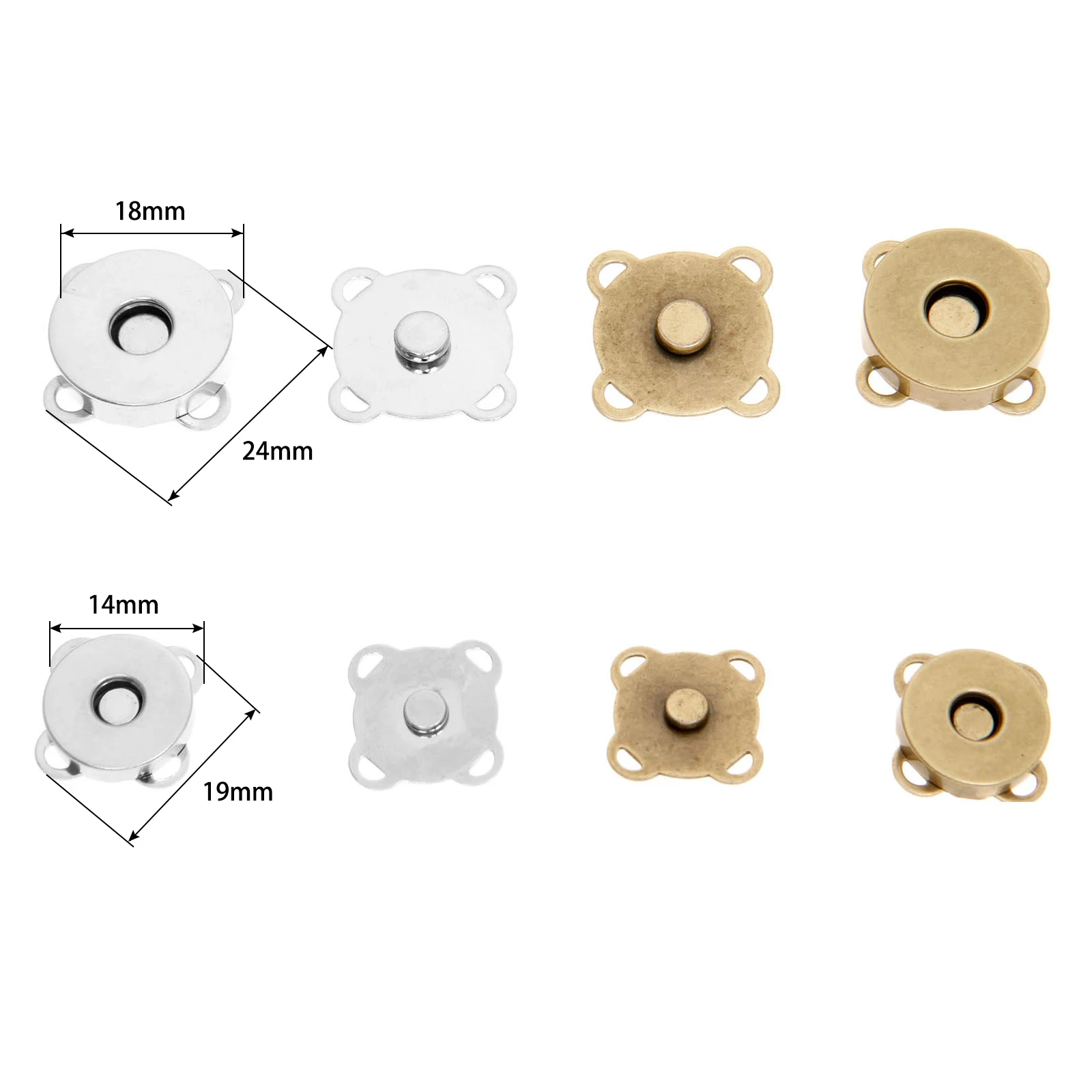 10 комплектов металлические магнитные кнопки для сумок и кошельков 14/18