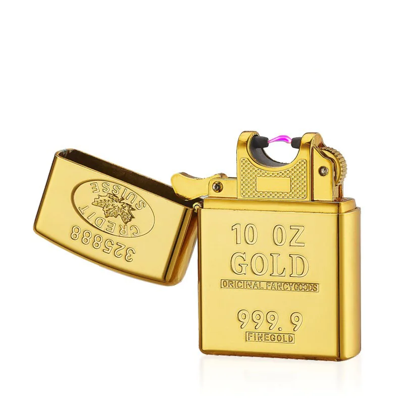 The Venetian Design Gold Bullion USB Rechargeable Single Arc Lighter Electronic Pulse Cigarette Gift Lighters | - Фото №1