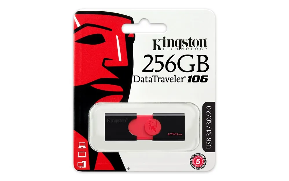 Kingston Technology DataTraveler 106 256 GB 3.0 (3.1 Gen 1) Conector USB Tipo A Deslizar Negro Rojo | Компьютеры и офис